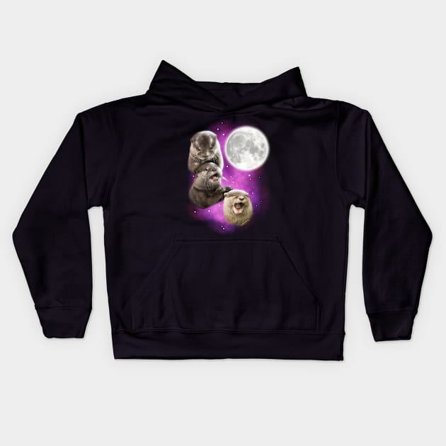 Three Otter Moon Kids Hoodie by TurboErin